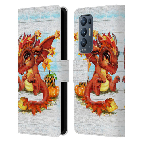 Sheena Pike Dragons Autumn Lil Dragonz Leather Book Wallet Case Cover For OPPO Find X3 Neo / Reno5 Pro+ 5G
