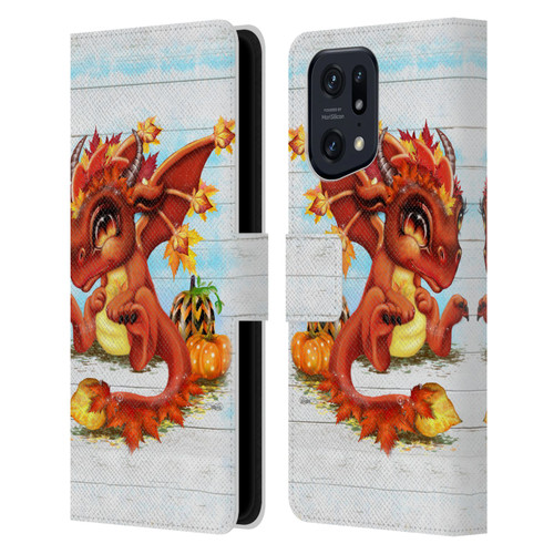 Sheena Pike Dragons Autumn Lil Dragonz Leather Book Wallet Case Cover For OPPO Find X5 Pro