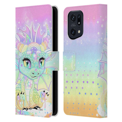 Sheena Pike Dragons Sweet Pastel Lil Dragonz Leather Book Wallet Case Cover For OPPO Find X5 Pro