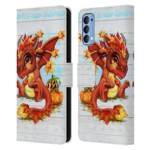Sheena Pike Dragons Autumn Lil Dragonz Leather Book Wallet Case Cover For OPPO Reno 4 5G