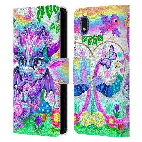 Sheena Pike Dragons Cross-Stitch Lil Dragonz Leather Book Wallet Case Cover For Samsung Galaxy A01 Core (2020)