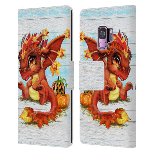 Sheena Pike Dragons Autumn Lil Dragonz Leather Book Wallet Case Cover For Samsung Galaxy S9
