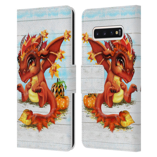 Sheena Pike Dragons Autumn Lil Dragonz Leather Book Wallet Case Cover For Samsung Galaxy S10