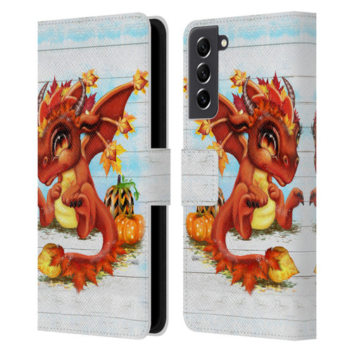 Sheena Pike Dragons Autumn Lil Dragonz Leather Book Wallet Case Cover For Samsung Galaxy S21 FE 5G