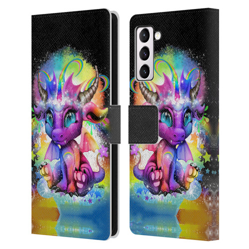 Sheena Pike Dragons Rainbow Lil Dragonz Leather Book Wallet Case Cover For Samsung Galaxy S21+ 5G
