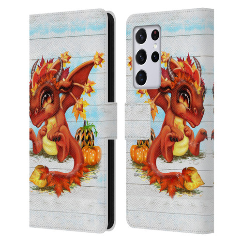 Sheena Pike Dragons Autumn Lil Dragonz Leather Book Wallet Case Cover For Samsung Galaxy S21 Ultra 5G