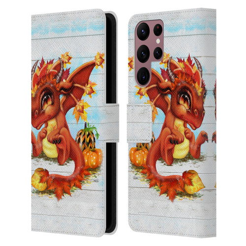 Sheena Pike Dragons Autumn Lil Dragonz Leather Book Wallet Case Cover For Samsung Galaxy S22 Ultra 5G