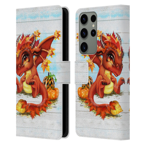 Sheena Pike Dragons Autumn Lil Dragonz Leather Book Wallet Case Cover For Samsung Galaxy S23 Ultra 5G