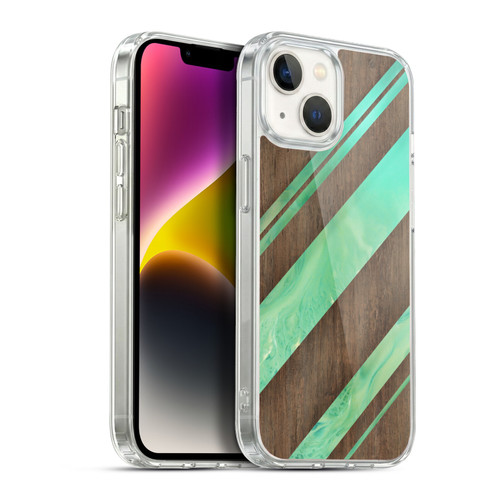 Alyn Spiller Wood & Resin Diagonal Stripes Soft Gel Case for Apple iPhone 14