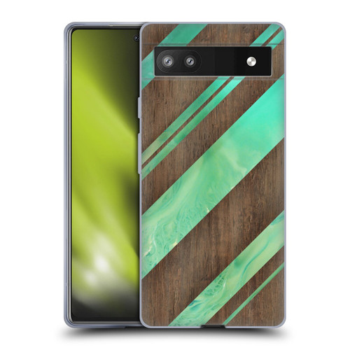 Alyn Spiller Wood & Resin Diagonal Stripes Soft Gel Case for Google Pixel 6a