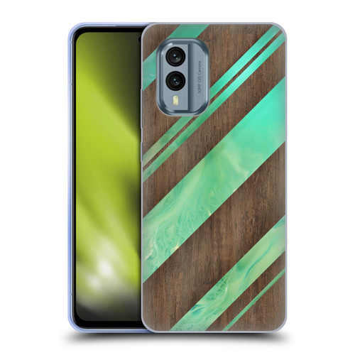 Alyn Spiller Wood & Resin Diagonal Stripes Soft Gel Case for Nokia X30