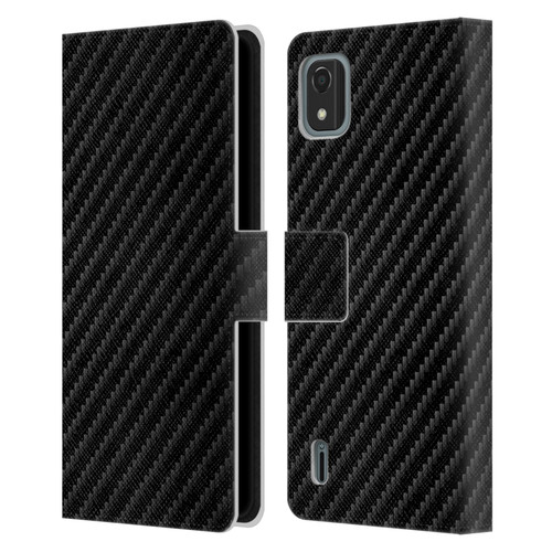 Alyn Spiller Carbon Fiber Plain Leather Book Wallet Case Cover For Nokia C2 2nd Edition