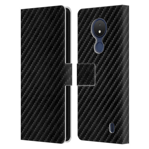 Alyn Spiller Carbon Fiber Plain Leather Book Wallet Case Cover For Nokia C21