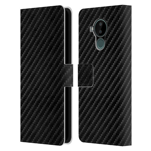 Alyn Spiller Carbon Fiber Plain Leather Book Wallet Case Cover For Nokia C30