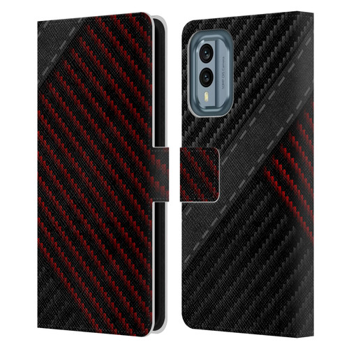 Alyn Spiller Carbon Fiber Stitch Leather Book Wallet Case Cover For Nokia X30