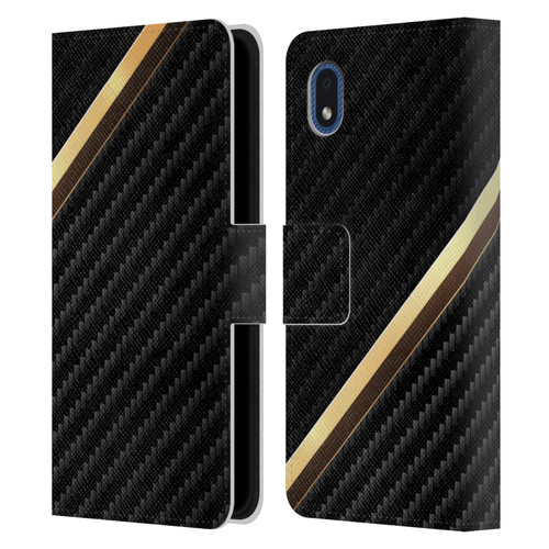 Alyn Spiller Carbon Fiber Gold Leather Book Wallet Case Cover For Samsung Galaxy A01 Core (2020)