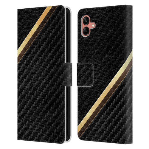 Alyn Spiller Carbon Fiber Gold Leather Book Wallet Case Cover For Samsung Galaxy A04 (2022)