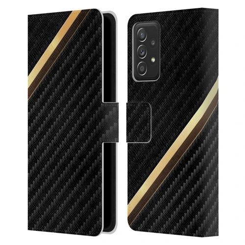 Alyn Spiller Carbon Fiber Gold Leather Book Wallet Case Cover For Samsung Galaxy A53 5G (2022)