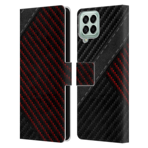 Alyn Spiller Carbon Fiber Stitch Leather Book Wallet Case Cover For Samsung Galaxy M33 (2022)