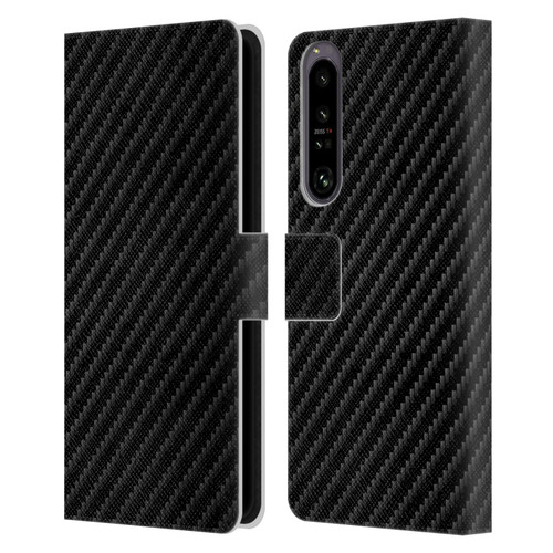 Alyn Spiller Carbon Fiber Plain Leather Book Wallet Case Cover For Sony Xperia 1 IV