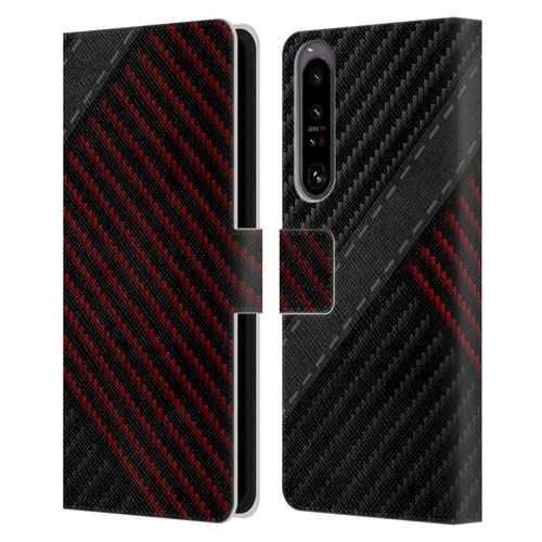 Alyn Spiller Carbon Fiber Stitch Leather Book Wallet Case Cover For Sony Xperia 1 IV