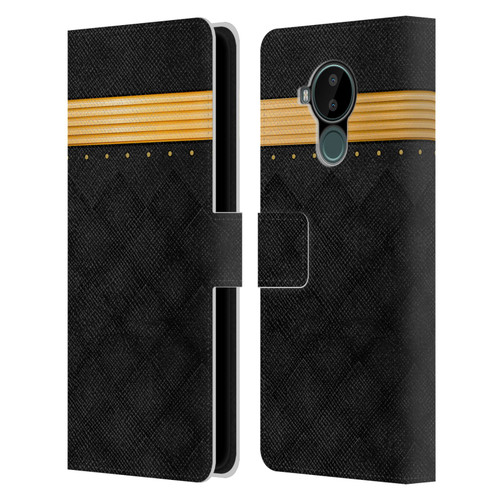 Alyn Spiller Luxury Gold Leather Book Wallet Case Cover For Nokia C30