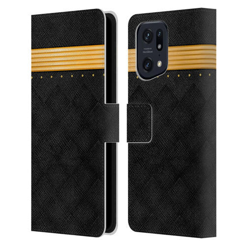 Alyn Spiller Luxury Gold Leather Book Wallet Case Cover For OPPO Find X5 Pro