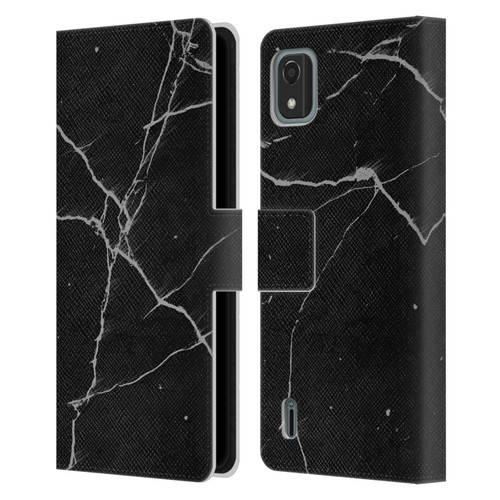 Alyn Spiller Marble Black Leather Book Wallet Case Cover For Nokia C2 2nd Edition