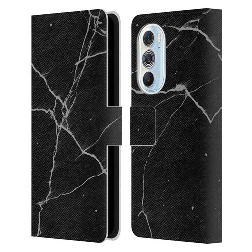 Alyn Spiller Marble Black Leather Book Wallet Case Cover For Motorola Edge X30