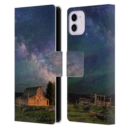 Royce Bair Nightscapes Grand Teton Barn Leather Book Wallet Case Cover For Apple iPhone 11