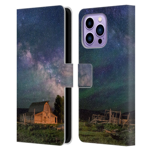 Royce Bair Nightscapes Grand Teton Barn Leather Book Wallet Case Cover For Apple iPhone 14 Pro Max
