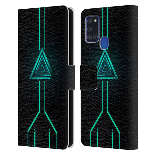 Alyn Spiller Neon Green Leather Book Wallet Case Cover For Samsung Galaxy A21s (2020)