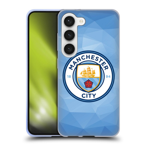 Manchester City Man City FC Badge Geometric Blue Full Colour Soft Gel Case for Samsung Galaxy S23 5G