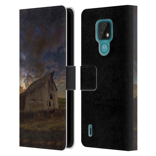 Royce Bair Nightscapes Bear Lake Old Barn Leather Book Wallet Case Cover For Motorola Moto E7