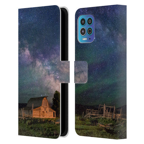 Royce Bair Nightscapes Grand Teton Barn Leather Book Wallet Case Cover For Motorola Moto G100
