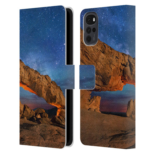 Royce Bair Nightscapes Sunset Arch Leather Book Wallet Case Cover For Motorola Moto G22