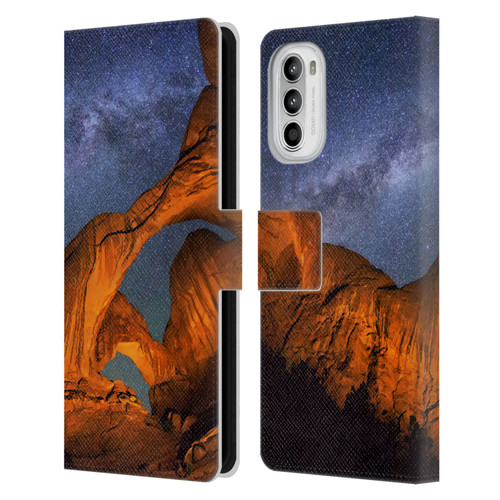 Royce Bair Nightscapes Triple Arch Leather Book Wallet Case Cover For Motorola Moto G52
