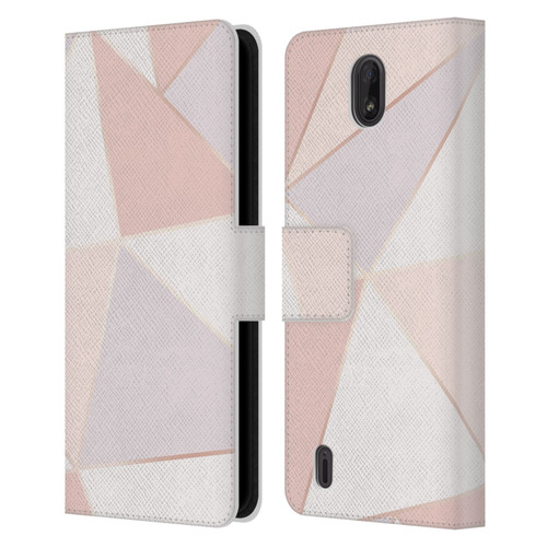 Alyn Spiller Rose Gold Geometry Leather Book Wallet Case Cover For Nokia C01 Plus/C1 2nd Edition