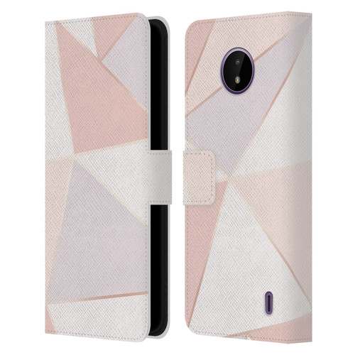 Alyn Spiller Rose Gold Geometry Leather Book Wallet Case Cover For Nokia C10 / C20