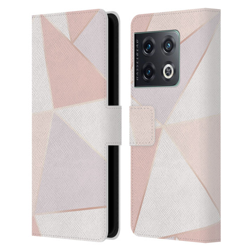 Alyn Spiller Rose Gold Geometry Leather Book Wallet Case Cover For OnePlus 10 Pro