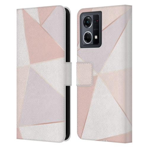 Alyn Spiller Rose Gold Geometry Leather Book Wallet Case Cover For OPPO Reno8 4G