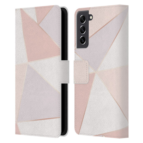 Alyn Spiller Rose Gold Geometry Leather Book Wallet Case Cover For Samsung Galaxy S21 FE 5G