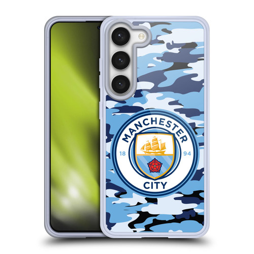 Manchester City Man City FC Badge Camou Blue Moon Soft Gel Case for Samsung Galaxy S23 5G