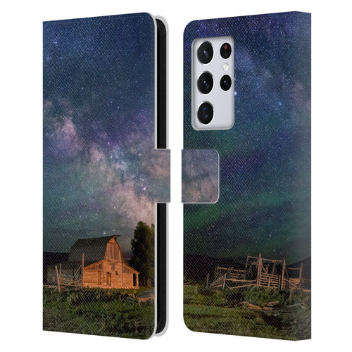 Royce Bair Nightscapes Grand Teton Barn Leather Book Wallet Case Cover For Samsung Galaxy S21 Ultra 5G