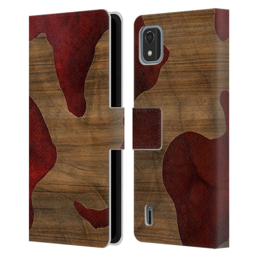 Alyn Spiller Wood & Resin Fire Leather Book Wallet Case Cover For Nokia C2 2nd Edition