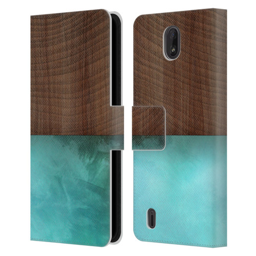 Alyn Spiller Wood & Resin Blocking Leather Book Wallet Case Cover For Nokia C01 Plus/C1 2nd Edition