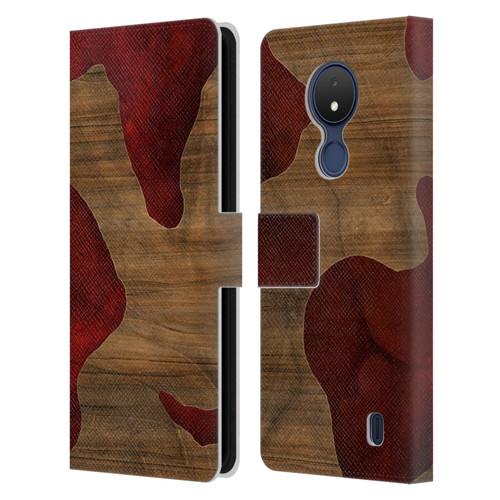 Alyn Spiller Wood & Resin Fire Leather Book Wallet Case Cover For Nokia C21