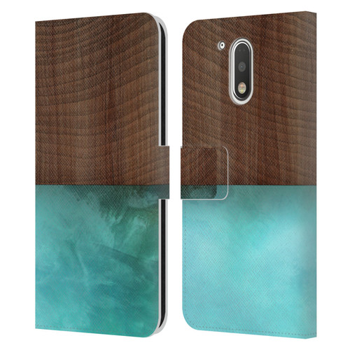 Alyn Spiller Wood & Resin Blocking Leather Book Wallet Case Cover For Motorola Moto G41