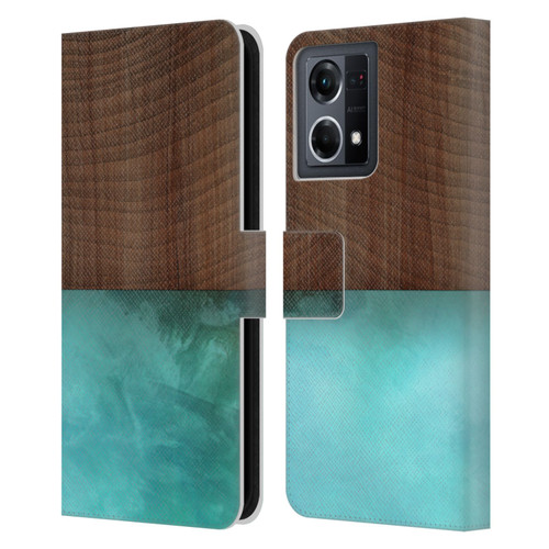 Alyn Spiller Wood & Resin Blocking Leather Book Wallet Case Cover For OPPO Reno8 4G