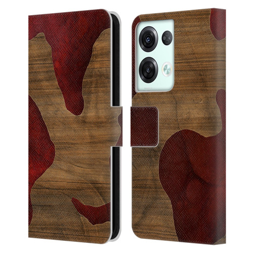 Alyn Spiller Wood & Resin Fire Leather Book Wallet Case Cover For OPPO Reno8 Pro
